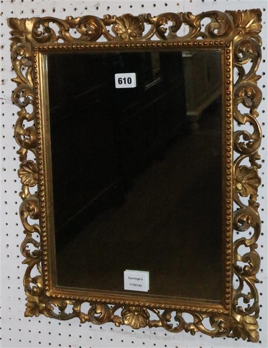 Florentine style acanthus carved gilt framed wall mirror, plate 15 x 11in.